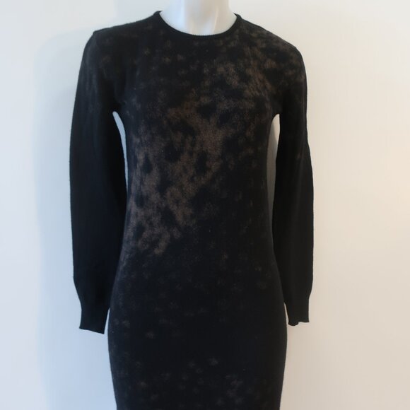 Womens Krizia Maglia Wool Angora Black Brown Tie Dye Midi Sweater Dress 40 US/XS - Picture 6 of 16